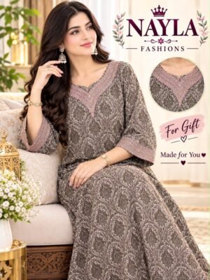 Grey Paisley Kaftan Dress