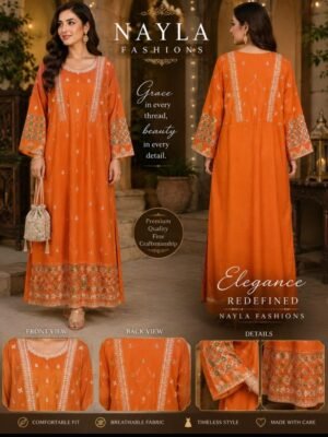 Orange Embroidered Maxi Dress